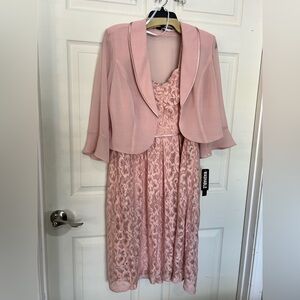 Dana Kay Peach/Pink Lace Dress with Chiffon Jacket
